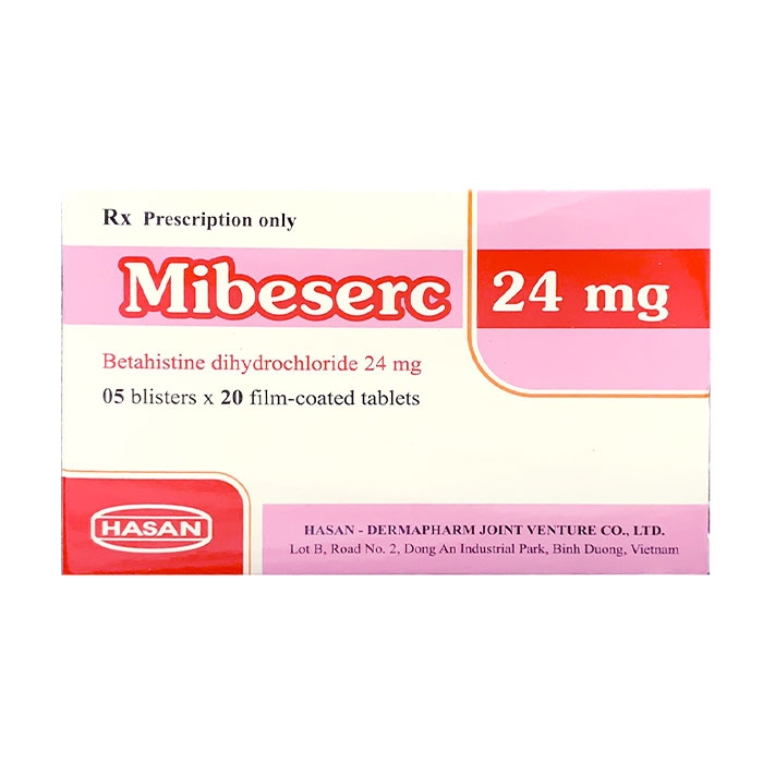 Thuốc điều trị chóng mặt, ù tai Mibeserc 24mg hộp 5 vỉ x 20 viên nén bao phim