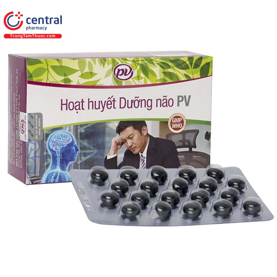 Thuốc tuần hoàn máu não, cải thiện trí nhớ Hoạt huyết dưỡng não PV hộp 1 vỉ x 20 viên