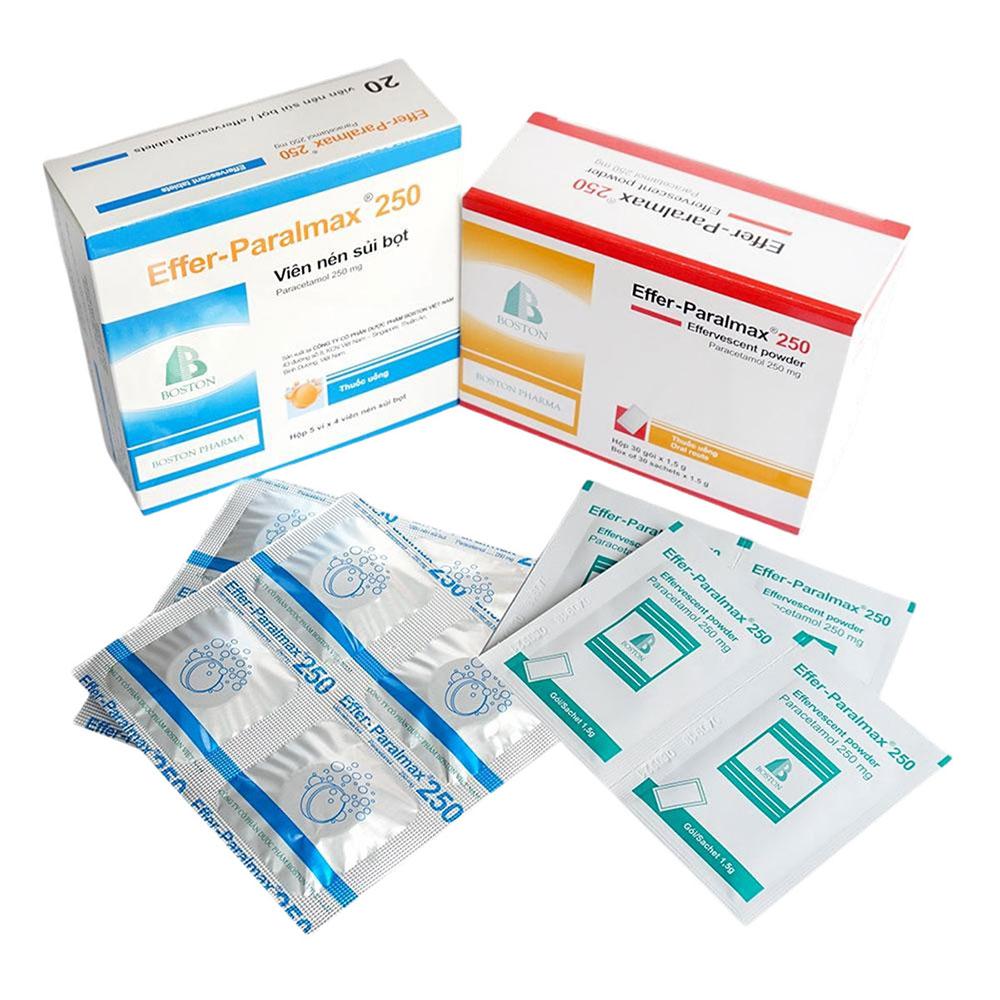 Thuốc giảm đau, hạ sốt Effer-Paralmax 250 hộp 5 vỉ x 4 viên sủi