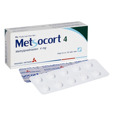 Kháng viêm, điều trị viêm khớp dạng thấp, hen phế quản Metsocort 4 Roussel hộp 3 vỉ x 10 viên