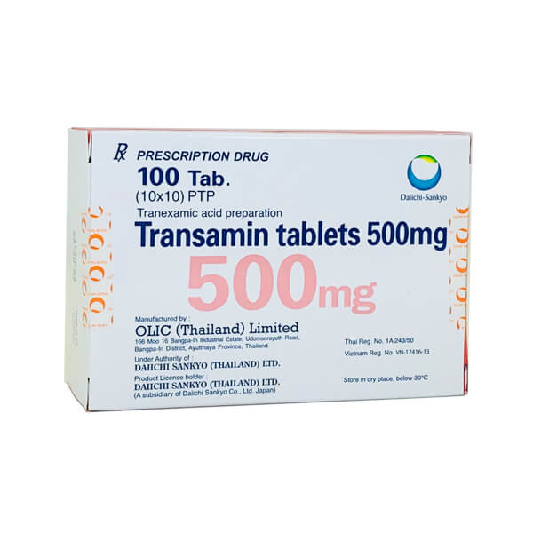 Thuốc tác dụng đối với máu Transamin tablets 500mg hộp 100 viên
