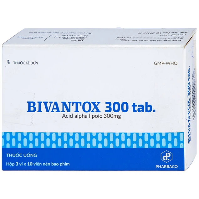 Hỗ trợ điều trị rối loạn cảm giác ở những bệnh nhân đái tháo đường Bivantox 300 Pharbaco hộp 3 vỉ x 10 viên