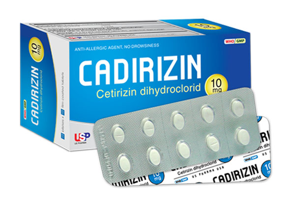 Thuốc chống dị ứng Cadirizin USP hộp 100 viên