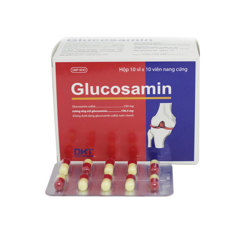 Thuốc trị thoái hóa khớp gối Glucosamin HATAPHAR hộp 10 vỉ x 10 viên