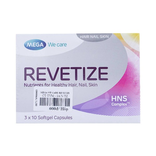 Viên uống đẹp da, ngăn rụng tóc REVETIZE MEGA We care hộp 30 viên