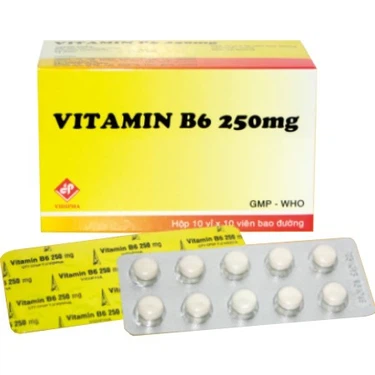 Thuốc điều trị thiếu Vitamin B6 Vitamin B6 250mg Vidipha hộp 10 vỉ x 10 viên