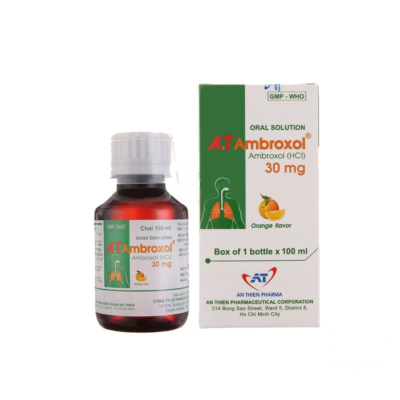 Thuốc ho, long đờm A.T Ambroxol 30Mg  hộp 1 chai 100ml