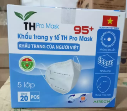 Khẩu trang y tế không van TH Pro Mask N95+ hộp 20 cái