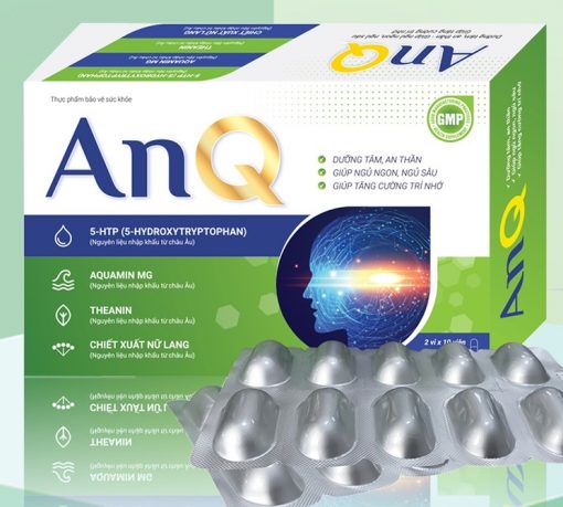 Hỗ trợ điều trị tình trạng mất ngủ AnQ hộp 2 vỉ x 10 viên nang cứng