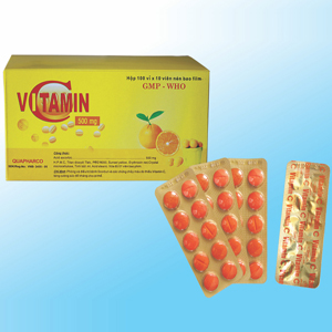 Viên nén bao phim Vitamin C 500mg (DP Quảng Bình) hộp 100 vỉ x 10 viên
