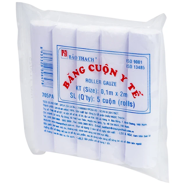 Băng cuộn y tế Bảo Thạch 0.1m x 2m gói 5 cuộn