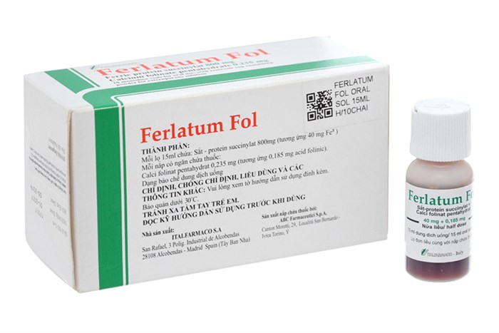 Thuốc bổ sung sắt và folat Ferlatum Fol hộp 10 chai