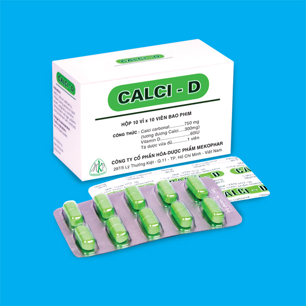 Thuốc bổ sung canxi và vitamin D Calci - D hộp 100 viên