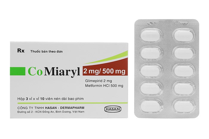 Thuốc điều trị đái tháo đường CoMiaryl 2mg/500mg hộp 30 viên