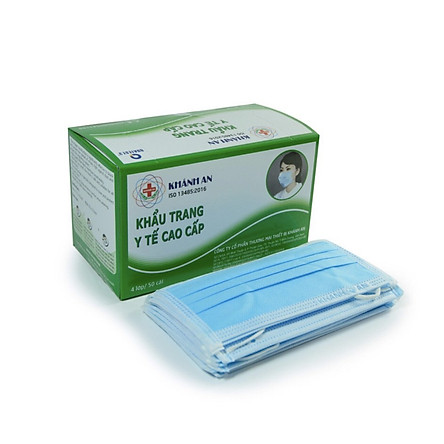 Khẩu Trang Y Tế Khánh An màu xanh hộp 50 cái