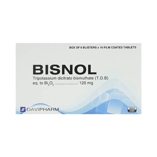 Điều trị loét ở dạ dày, tá tràng Bisnol Davipharm hộp 6 vỉ x 10 viên
