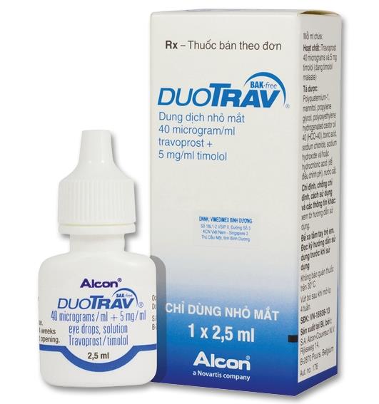 Thuốc nhỏ mắt điều trị tăng nhãn áp Duotrav hộp 1 chai 2.5ml
