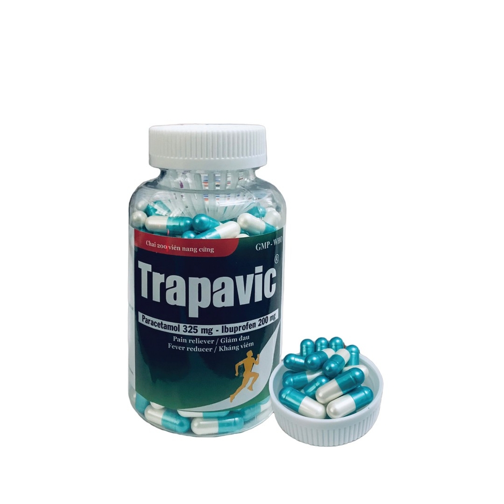Thuốc giảm đau, hạ sốt, kháng viêm. Trapavic chai 200 viên