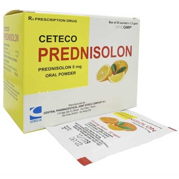 Thuốc kháng viêm Ceteco Prednisolon hộp 30 gói x 1.5g