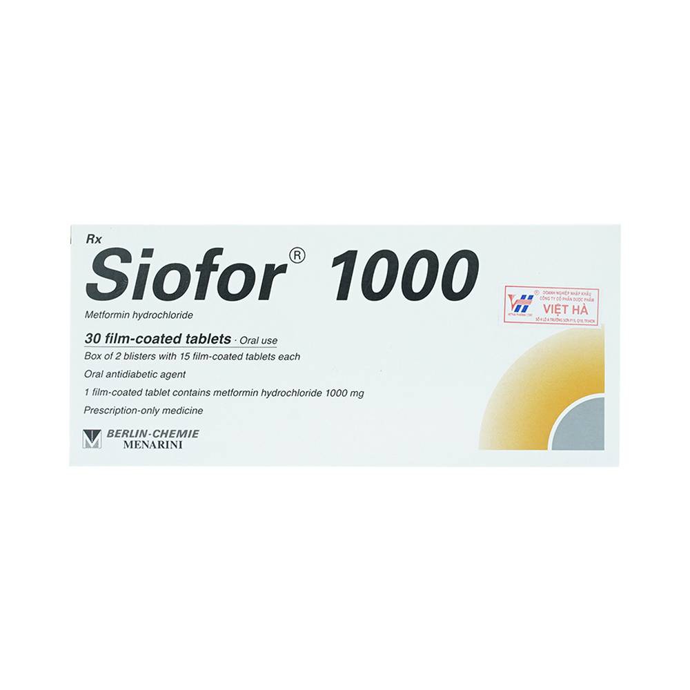 Thuốc trị tiểu đường Siofor 1000 Berlin hộp 2 vỉ x 15 viên