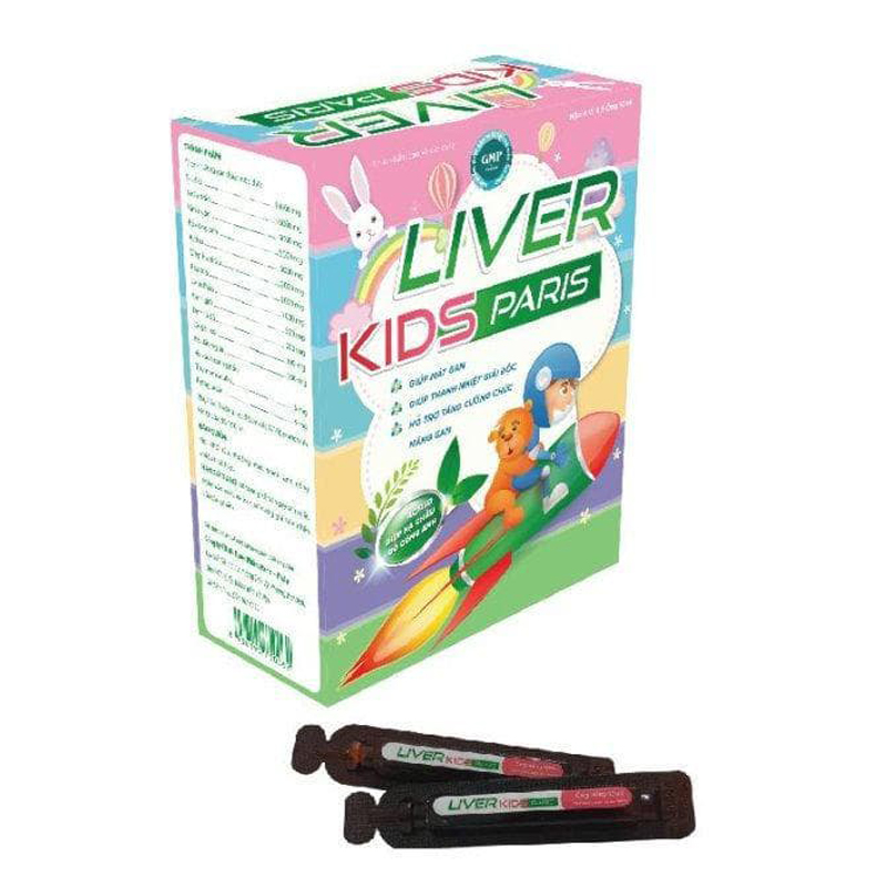 Ống uống tiêu độc, mát gan, giảm ngứa, giúp bé ngủ ngon, ăn ngon Liver Kids Paris hộp 4 vỉ x 5 ống x 10ml