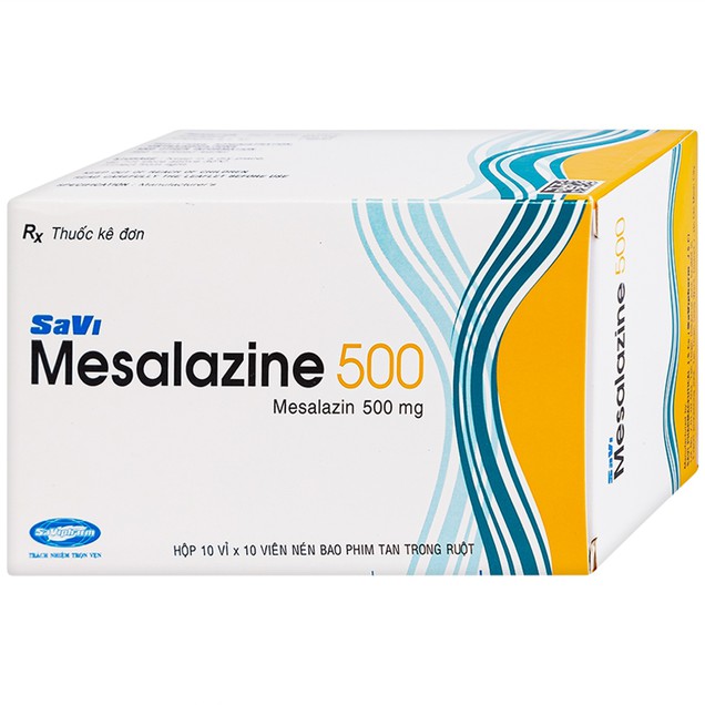 Điều trị viêm loét đại tràng Mesalazine 500mg SaviPharm hộp 10 vỉ x 10 viên