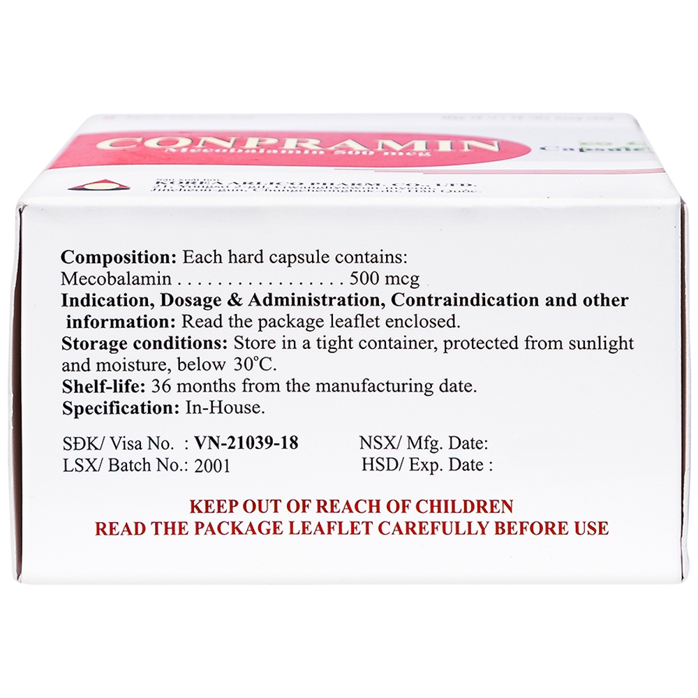 Thuốc tác dụng lên thần kinh CONPRAMIN 500MCG hộp 100 viên-3