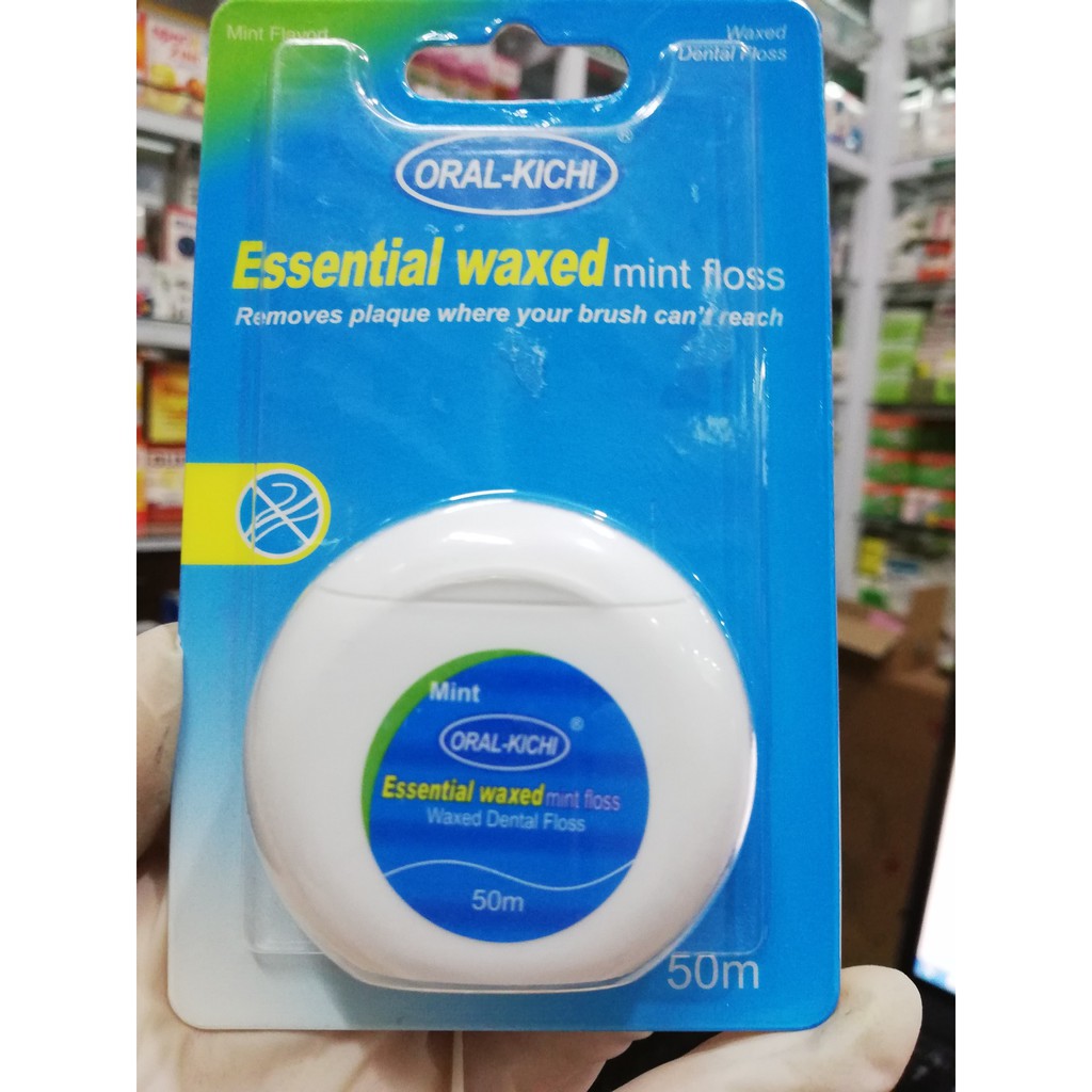 Chỉ nha khoa Oral-Kichi Essential waxed mint floss hộp 1 cuộn 50m