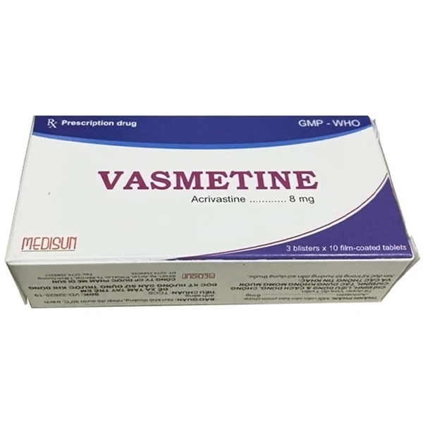 Thuốc chống dị ứng Vasmetine hộp 3 vỉ x 10 viên nén bao phim