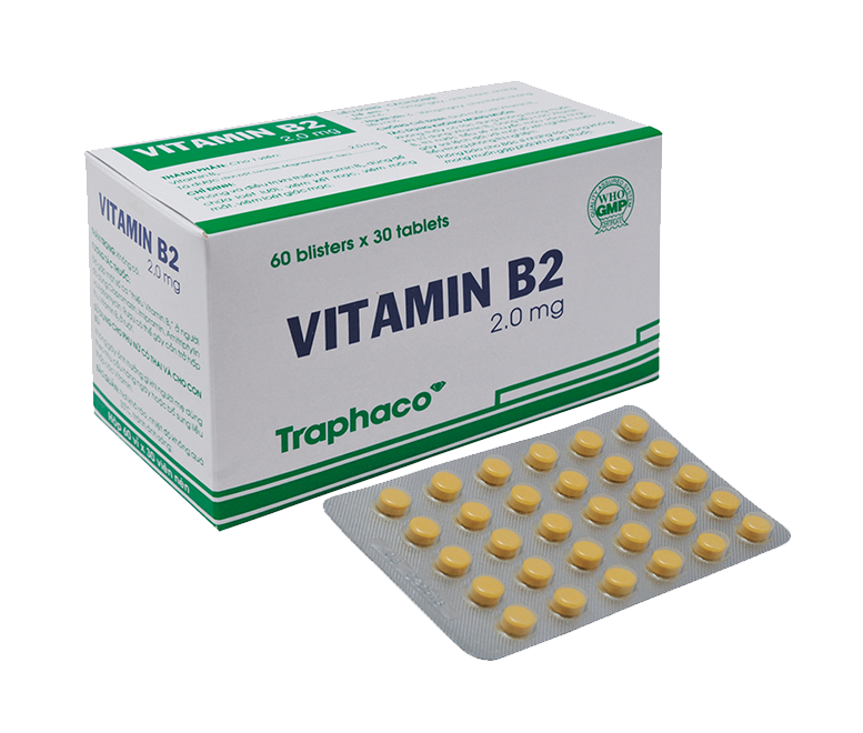 VITAMIN B2 2.0mg (TRAPHACO) hộp 60 vỉ x 30 viên