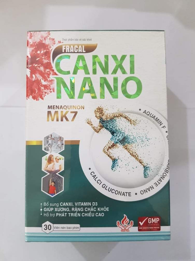 Bổ sung canxi, vitamin D3, giúp xương, răng chắc khỏe Fracal Canxi Nano Menaquinon MK7 hộp 30 viên