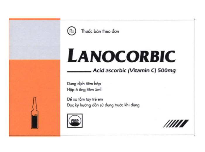 Dung dịch tiêm bắp bổ sung vitamin C LANOCORBIC hộp 6 ống x 5ml