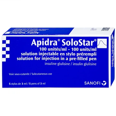 Bút tiêm điều trị đái tháo đường Apidra Solostar 100IU/ml Sanofi hộp 5 Cái x 15ml
