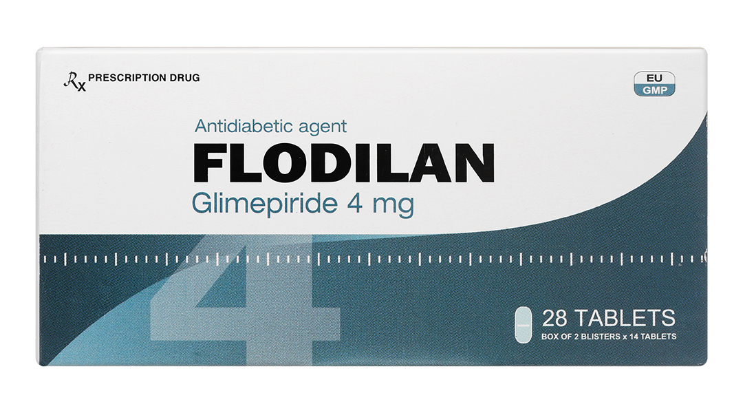 Thuốc điều trị đái tháo đường Flodilan 4mg hộp 2 vỉ x 14 viên