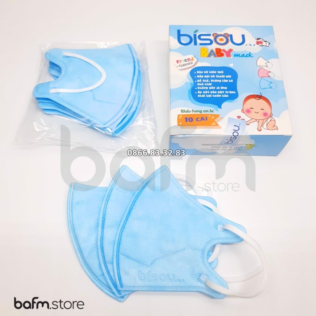 Khẩu trang y tế 3D cho bé Bisou Baby Mask hộp 10 cái