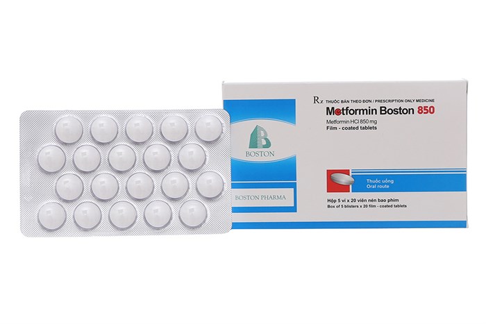 Thuốc điều trị đái tháo đường Metformin Boston 850mg hộp 5 vỉ x 20 viên