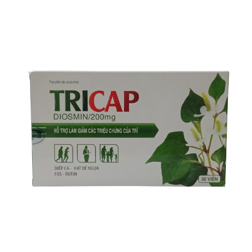 Hỗ trợ giảm các triệu chứng của trĩ Tricap hộp 3 vỉ x 10 viên