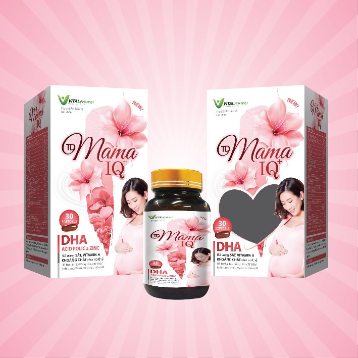Bổ sung sắt, vitamin & khoáng chất cho bà bầu MAMA IQ+ (Vital Pharma) hộp 1 lọ 30 viên nang mềm