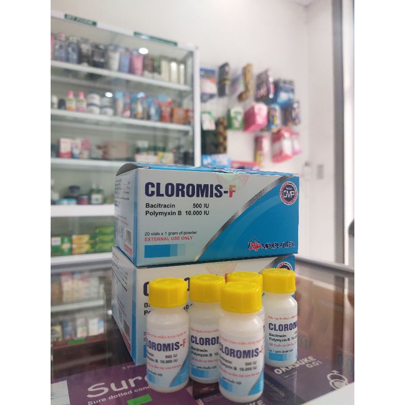 Bột rắc vết thương Cloromis- F hộp 20 lọ x 1g