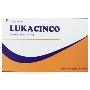 Thuốc bột pha hỗn dịch Lukacinco 4mg Hà Nam hộp 30 gói x 4g