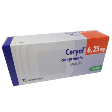 Thuốc điều trị tăng huyết áp Coryol 6.25mg Krka hộp 4 vỉ x 7 viên