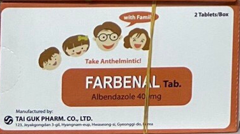 Thuốc điều trị giun sán Farbenal  hộp 1 vỉ x 2 viên