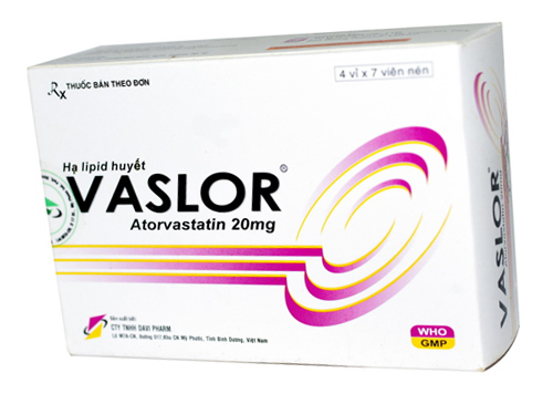 Thuốc hạ lipid huyết Vaslor 20  hộp 28 viên