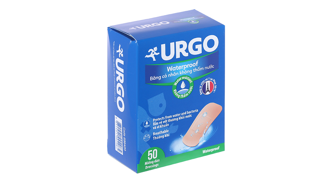 Băng cá nhân Urgo Waterproof công ty LABORATOIRE URGO hộp 50 miếng