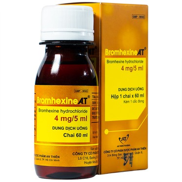Thuốc loãng đờm điều trị bệnh hô hấp Bromohexine At 4mg/5ml An Thiên hộp 1 chai 60ml