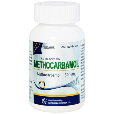 Thuốc điều trị ngắn hạn các cơn đau, co thắt cơ, bong gân Methocarbamol 500mg (Khapharco) lọ 100 viên