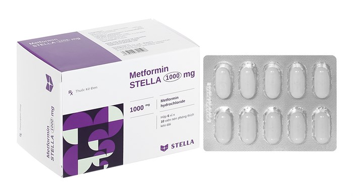 Thuốc điều trị đái tháo đường Metformin STELLA 1000mg hộp 6 vỉ x 10 viên