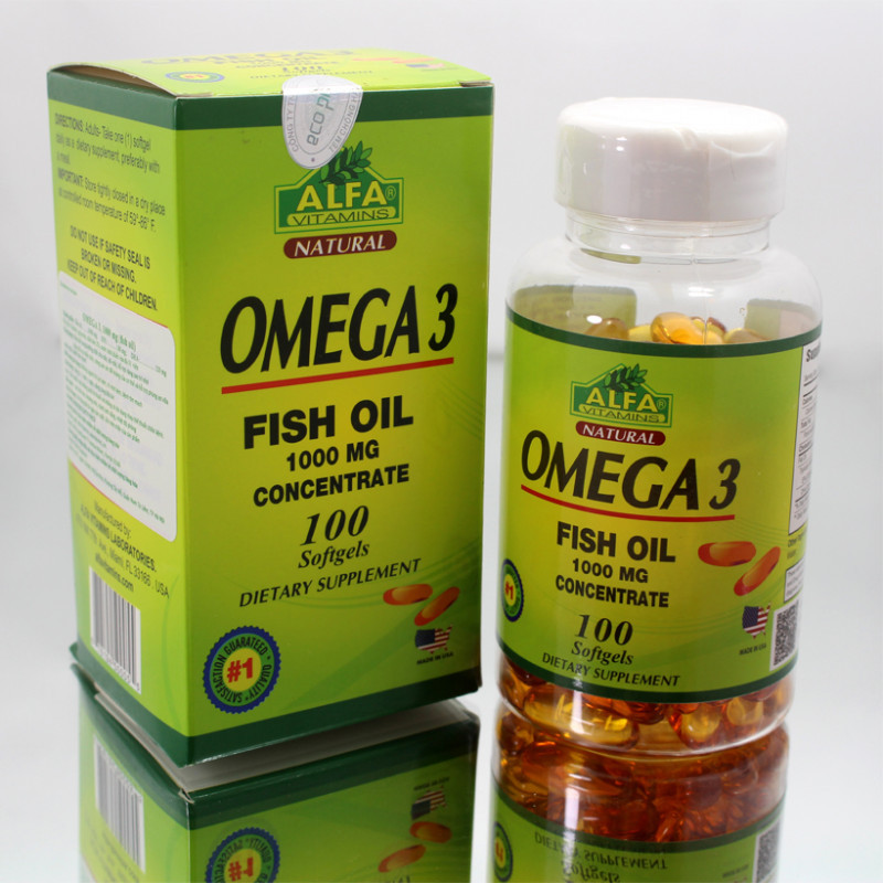 Viên uống dầu cá OMEGA 3 FISH OIL 1000mg (ALFA Vitamins Natural) hộp 1 lọ 100 viên