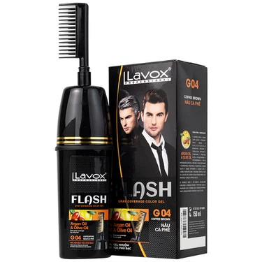 Gel nhuộm tóc phủ bạc màu nâu cà phê Flash Lavox G04 hộp 150ml