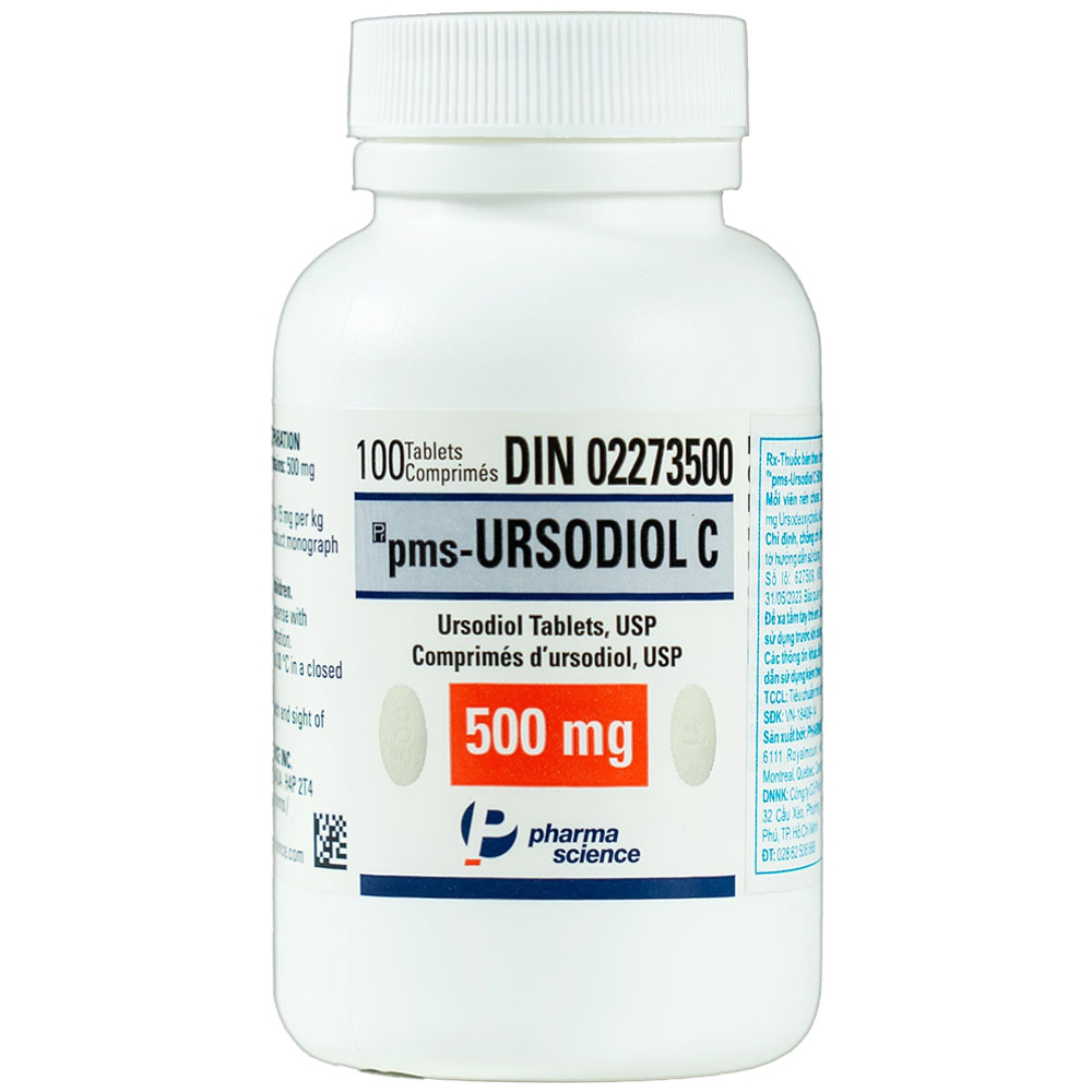 Điều trị xơ gan ứ mật, làm tan sỏi mật Ursodiol C 500mg PharmaScience hộp x 100 viên